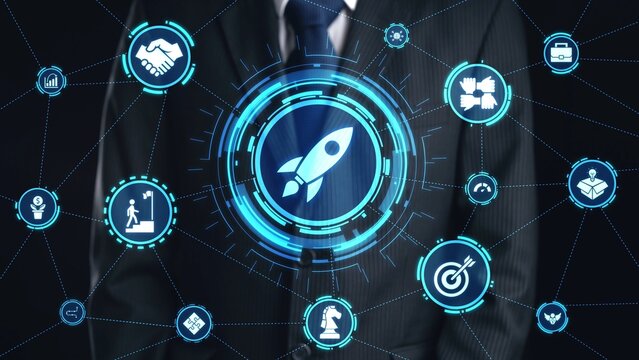 Startup launch and business growth concept, rocket symbolism, entrepreneurship, startup innovation, and early-stage success strategies for new business development and expansion. Spire
