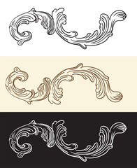 Fototapeta premium Calligraphy set of ornate swirl design elements vector illustration