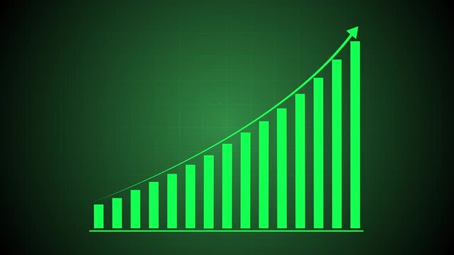 Business growth concept in graph chart showing marketing sales profit increasing to future target .Business graph chart showing marketing sales profit, 4k animation video. graph chart.