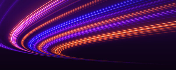 Fast multicolor light trail with glowing streaks, smooth motion and luminous energy vector © longstock