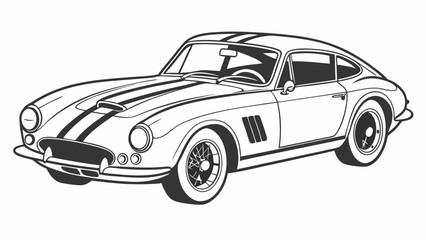 Classic Sports Car Line Art Illustration for Automotive Enthusiast Web Design and Vintage Racing Promotion