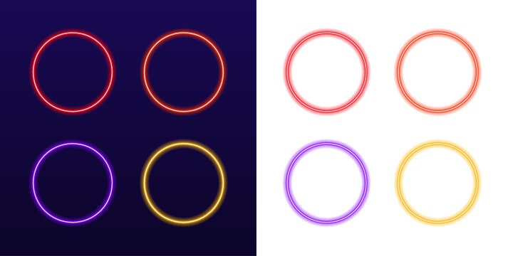 Abstract neon gradient circle with glowing edges, smooth curves and bright light vector