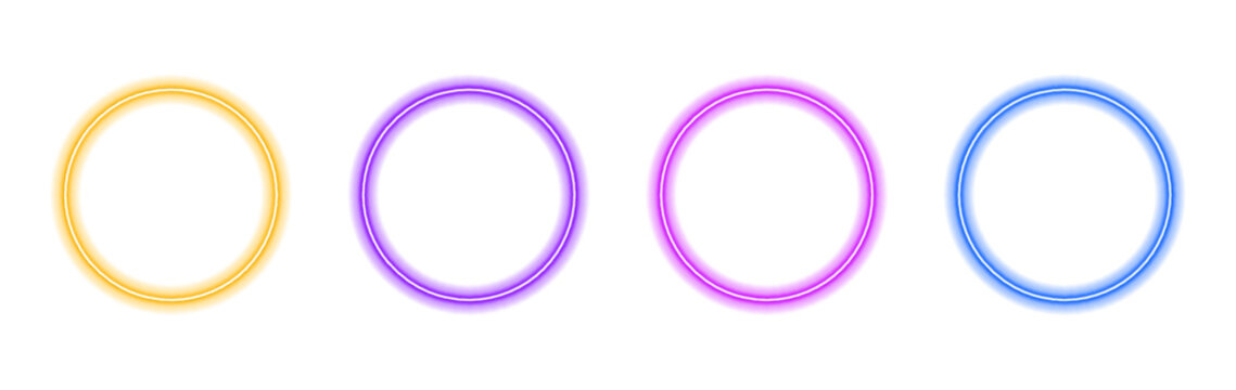 Bright neon halo with smooth gradient, glowing edges and vibrant circular light vector