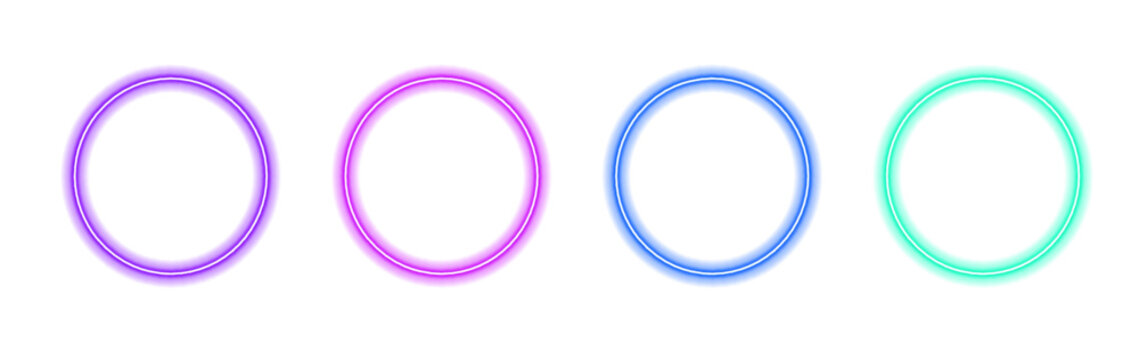 Neon luminous circle with glowing highlights, smooth gradient and vibrant light vector