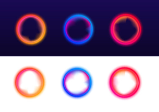 Neon gradient ring with glowing edges, smooth circular flow and vibrant light effect vector