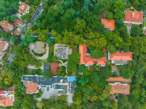 Badaguan Scenic Area Qingdao Aerial View with Villas and Trees