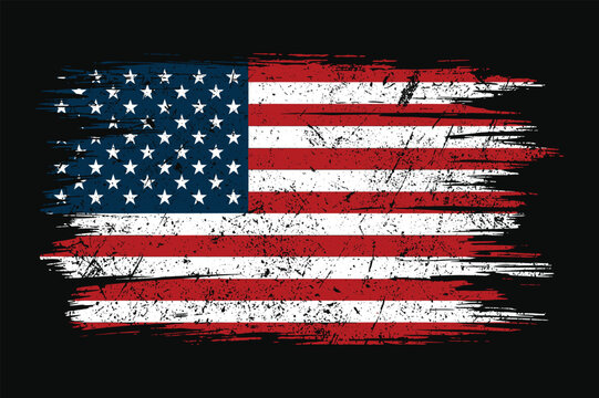 Grunge American Flag Brush Stroke Patriotic USA Illustration