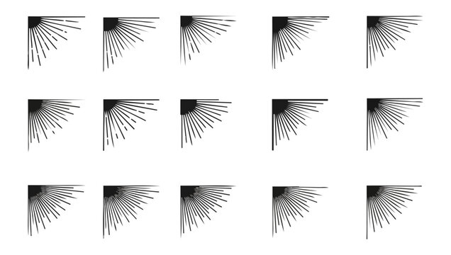 Abstract geometric pattern of radiant light forms on black background