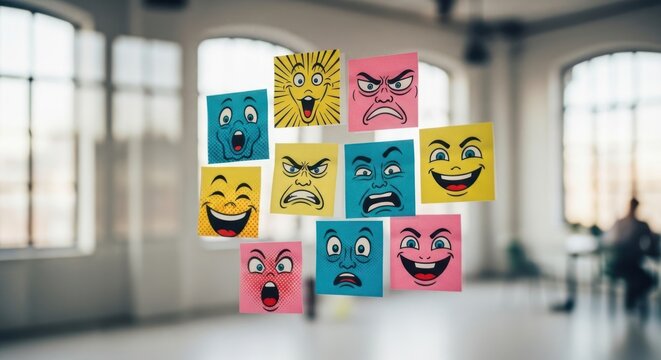 Vibrant expression of diverse cartoon faces and