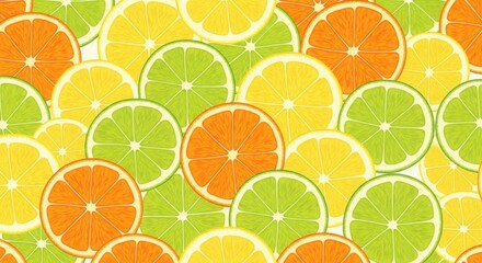 Obraz premium Vibrant Citrus Fruit Slices Seamless Pattern Background