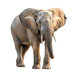 Fototapeta premium Elephant standing in a posed position with large ears and trunk extended during daylight in a natural environment