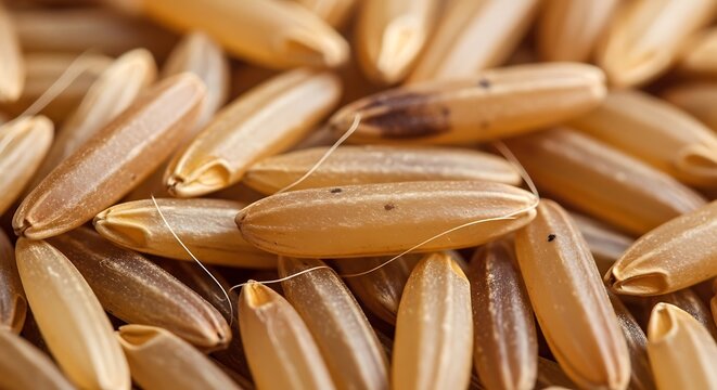 Close-up of golden wheat grains.