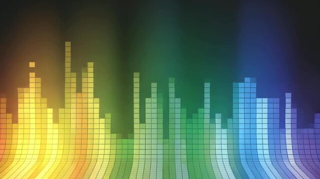 Colorful pixelated abstract background with vibrant gradient and dynamic waveform