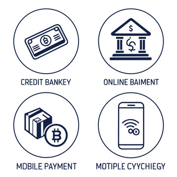 Four icons for finance and payment methods