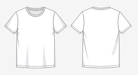 Naklejka premium Minimalist T-Shirt Mockup Vector Illustration with Dashed Stitching Details