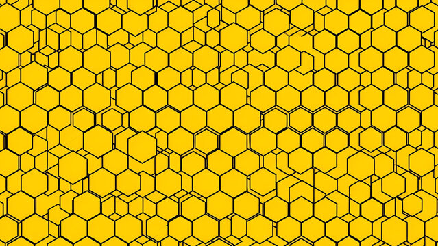 Yellow honeycomb pattern with black outlines