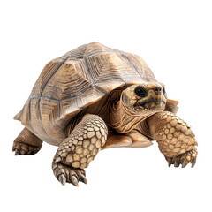 Obraz premium Turtle moving on a flat surface inside a studio setting during daytime with natural light