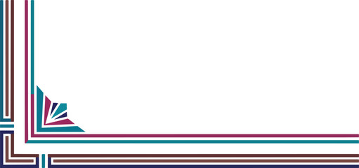 Obraz premium Abstract geometric border design with colorful linear elements and negative space
