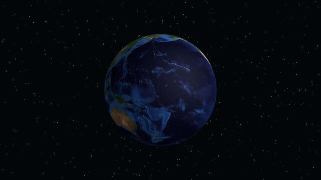 Earth Zoom Animation Focusing on Omsk Russia with Geographic Coordinates
