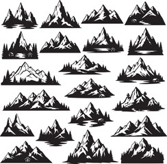 Fototapeta premium collection of various majestic mountain peaks and natural landscapes, showcasing different wilderness scenes perfect for outdoor adventure and hiking designs, ideal for graphic elements and logos