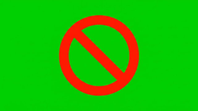 Prohibition Symbol on Green Background in Comic Art Style