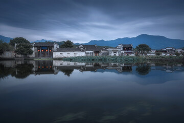 Fototapeta premium Hongcun Ancient Village Reflected in Water, Anhui Province China
