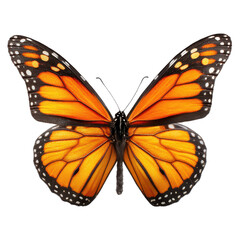 Fototapeta premium Beautiful orange butterfly with black markings rests with wings spread in a natural setting during daytime hours in a garden or outdoor area