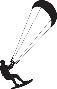 A person is parasailing in the ocean on a board