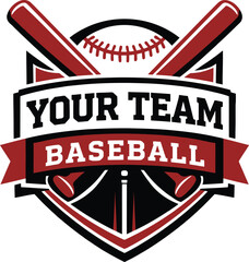 Baseball Team Badge Logo With Bats And Ball Illustration