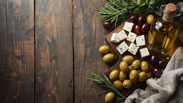 Feta Cheese Cubes with Olives and Rosemary