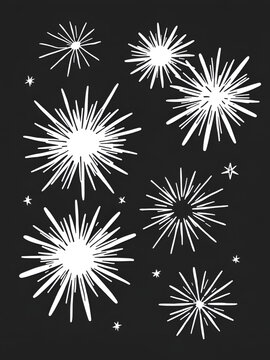 Hand drawn line art bursts with surprise rays and sparkles. Doodle hand drawn starburst icons shine bright. Surprise shapes for comic effects, manga splash, cartoon decorations. Vector illustration