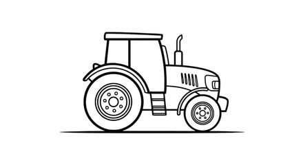 Obraz premium A black line drawing of a tractor isolated on transparent background, Vector