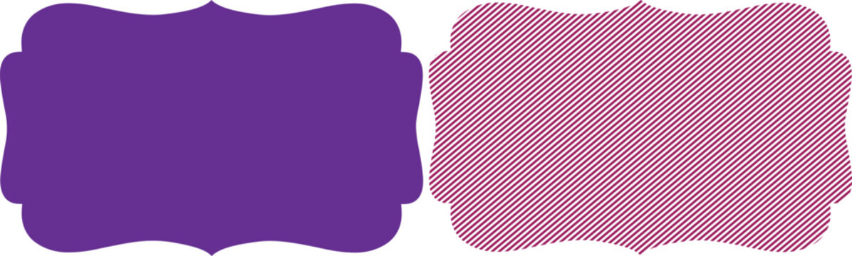Vector purple decorative label graphic with striped pattern