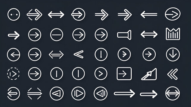 Line arrows icon set, editable stroke, download, send, distribute, update, expand, push, repeat and more