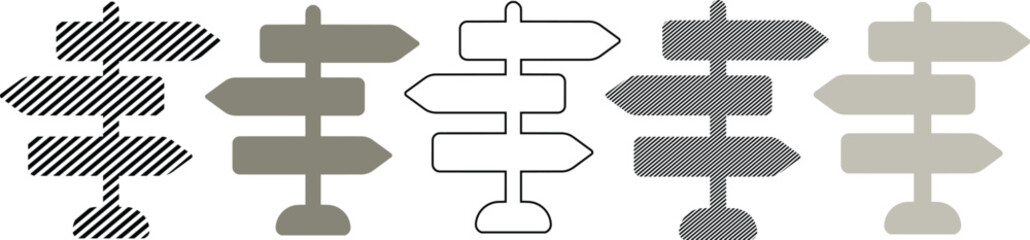 Vector directional signpost with multiple arrows in various styles for navigation and choice with direction sign © MD