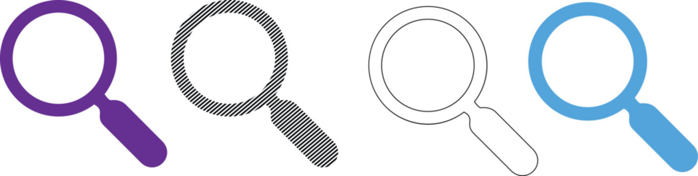 Vector magnifying glass icons - search, discovery, and analysis symbols