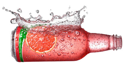 Fototapeta premium Splash of Refreshment: A refreshing beverage, with a lively splash of liquid, is captured in this dynamic shot, ready to quench thirst and awaken the senses.
