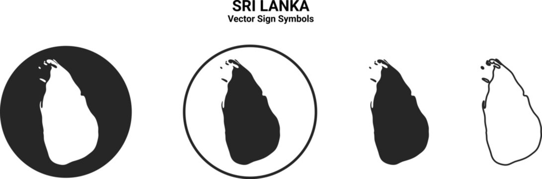 Sri Lanka Map Vector Icon Set Minimal Silhouette