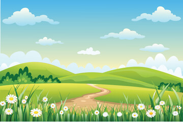 Fototapeta premium A serene landscape with rolling green hills and a winding path