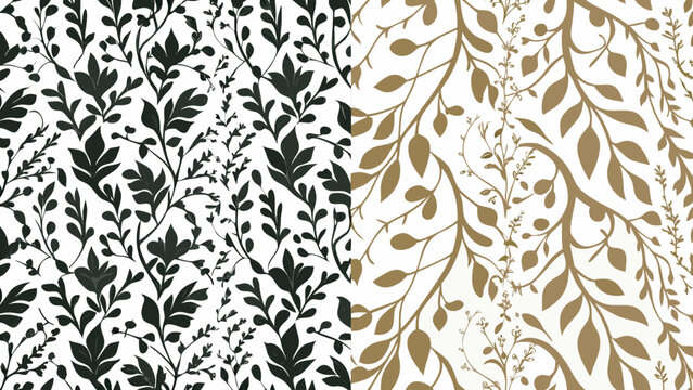 Elegant floral patterns in black white and gold color schemes