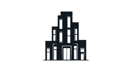 Naklejka premium Simple black icon of a house with a triangular roof and four-pane window.