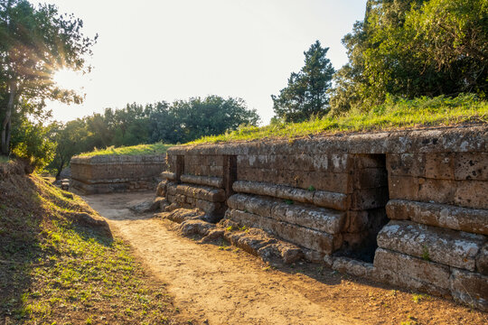 Etruscan burial mounds at the Necropolis of Cerveteri in Italy
