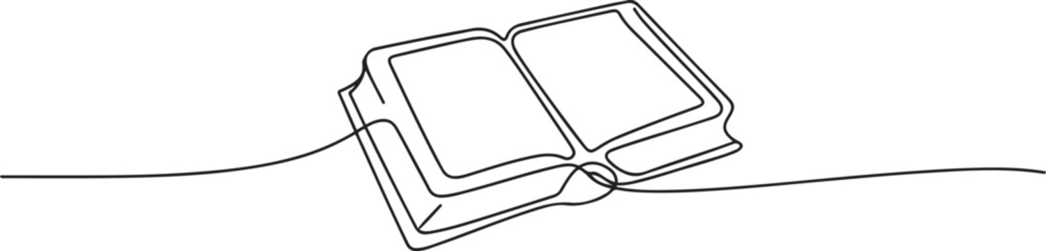 Continuous one line drawing silhouette of Bible. Bible linear icon. One line drawing background. Vector illustration. Line art of Bible. one line Icon drawing