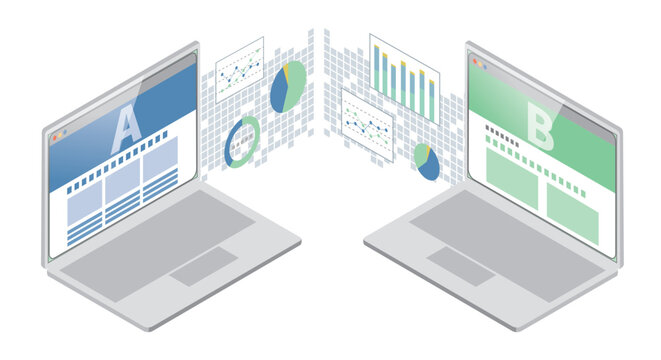 ノートPCで比較するABテストのイメージ