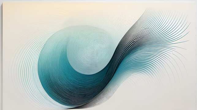 A contemporary graphic design of etched and imprinted abstract art, featuring dynamic lines and shapes, set against a minimalist, gradient background