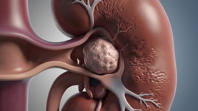 Ultra Realistic 3D Medical Visualization of Kidney Cancer Tumor in Human Kidney Anatomy