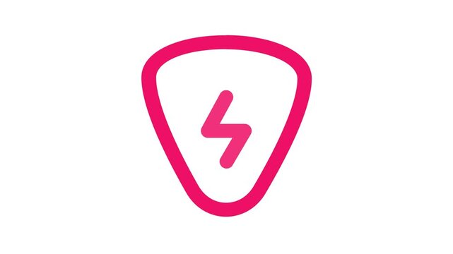 A video showcasing a pink lightning bolt logo on a white background