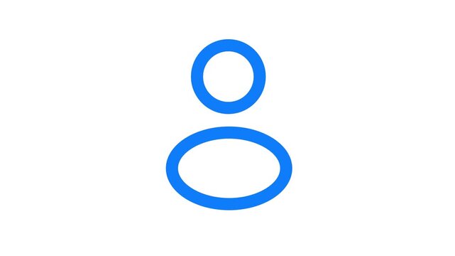 A video showcasing a simple blue person icon on a white background