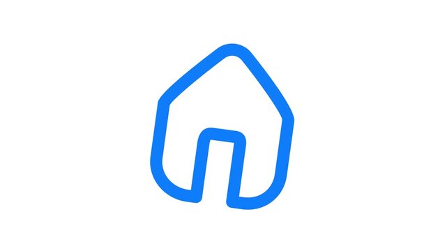 A video showcasing a simple blue house icon on a white background