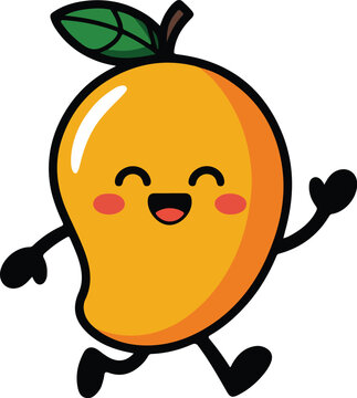 Cute mango fruit character isolated on white background simple minimal outline vector illustration for food icon mascot design